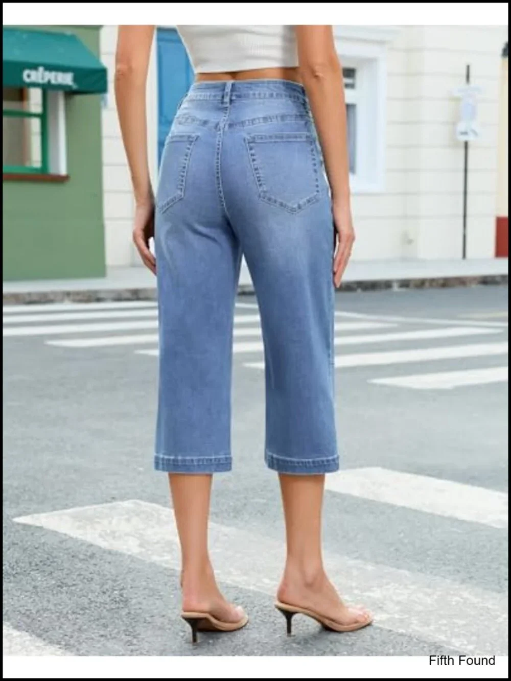 Mid Rise Straight Leg Capri Jeans Stretchy Denim Cropped Pants Summer